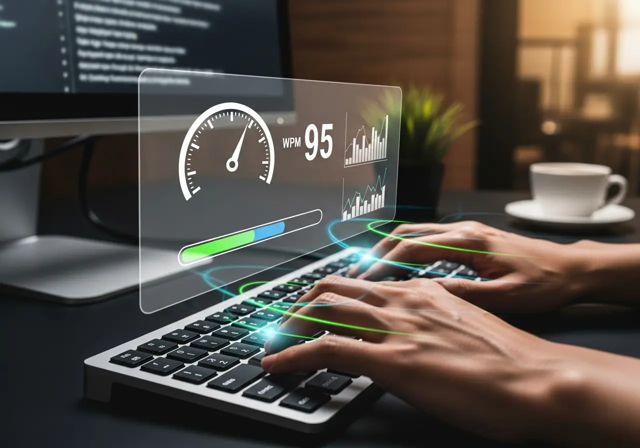 A person typing on a keyboard