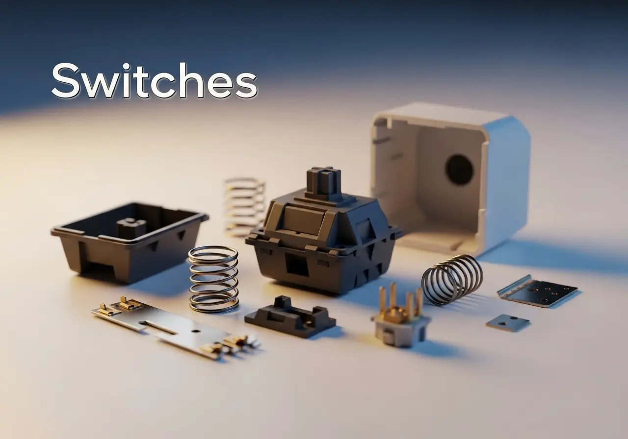 Close-up of mechanical keyboard switches