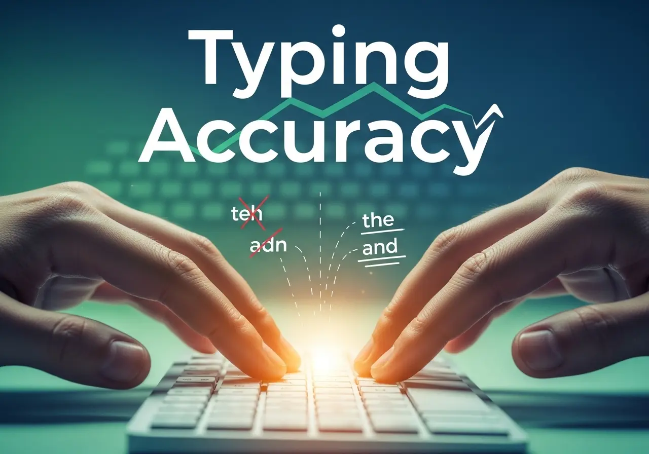 Hands typing on a keyboard with emphasis on accuracy